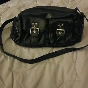Black faux leather purse